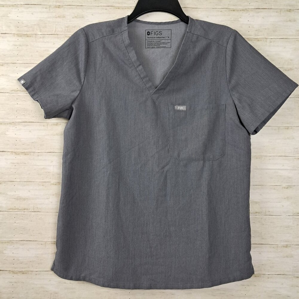 FIGS Catarina 1-Pocket Gray Scrub Top M